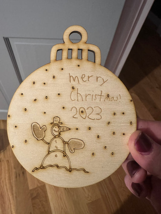 (deposit) Child Artwork on Wood Ornament